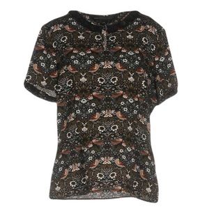 Marc by Marc Jacobs Muted Fall Garden Bird Crepe Blouse